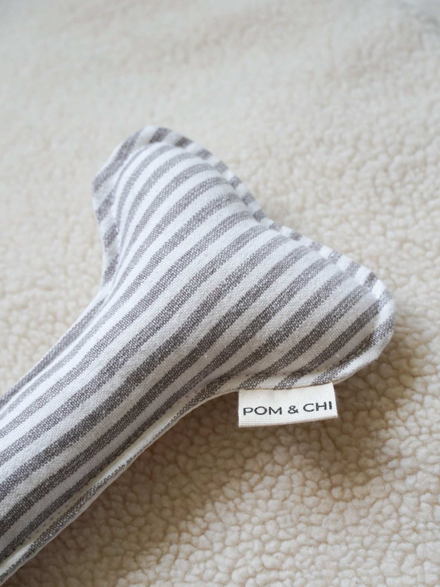 Plush Dog Bone Toy in Coastal Grey Stripe